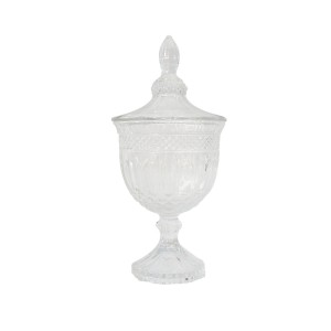 BOMBONIERE PITAYA COM TAMPA EM VIDRO E PÉ EM VIDRO 26CM - VDA07049