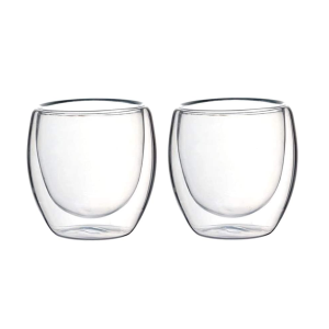 JOGO DE CANECA DE VIDRO DUPLO BOROSSILICATO COM 02 PEÇAS DE 140ML CADA - VDA14079