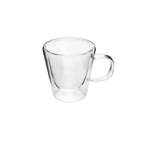 JOGO DE CANECA COM ALÇA EM VIDRO DUPLO BOROSSILICATO 02PCS DE 110 ML CADA - VDA09130