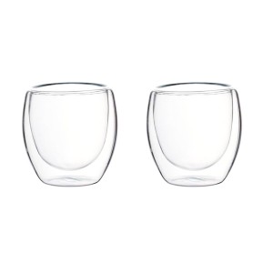 JOGO DE CANECA DE VIDRO DUPLO BOROSSILICATO COM 02 PEÇAS DE 80 ML CADA - VDA09128