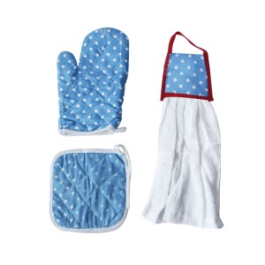 KIT LUVA PARA FORNO, DESCANSO DE PANELA  E PANO DE COPA 03 PEÇAS SORTIDAS- CA04067-G