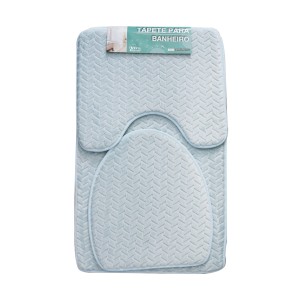 JOGO DE TAPETE PARA BANHEIRO DE POLIÉSTER ANTIDERRAPANTE 50X80CM 03 PCS - CT3029-AZCL