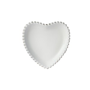 PETISQUEIRA DE CERÂMICA 16CM EM FORMATO DE CORAÇÃO COM DETALHES NA BORDA - F194238