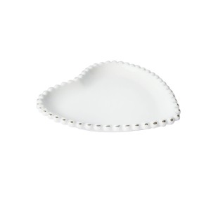 PETISQUEIRA DE CERÂMICA 16CM EM FORMATO DE CORAÇÃO COM DETALHES NA BORDA - F194238