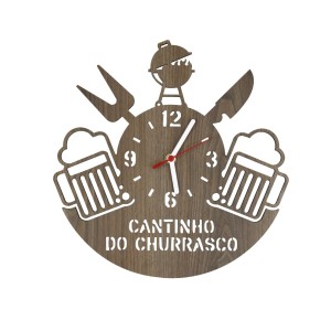 RELOGIO DE PAREDE 2D CANTINHO DO CHURRASCO EM  MDF 30 CM - 98719