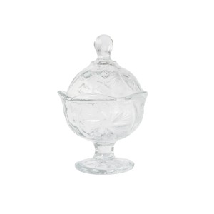 MINI BOMBONIERE COM PÉ DE VIDRO TRANSPARENTE 300ML  15X10CM- BM7190