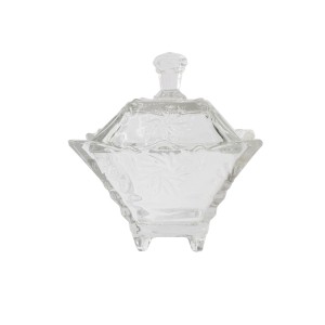 BOMBONIERE COM PÉ DE VIDRO TRANSPARENTE 200ML 11X12,5CM- BM707578