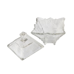 BOMBONIERE COM PÉ DE VIDRO TRANSPARENTE 200ML 11X12,5CM- BM707578