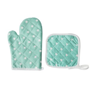 KIT LUVA PARA FORNO E DESCANSO DE PANELA DE POLIÉSTER 02 PEÇAS- ESTAMPA POÁ - CA04068-TI