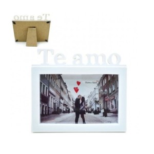 PORTA RETRATO  DE PLÁSTICO 15X20 COM FRASE TE AMO - CT1476-BR