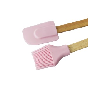 KIT 02 PEÇAS PINCEL E ESPATULA DE SILICONE COM CABO DE BAMBU - CA09597-RS