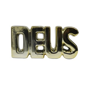 ENFEITE DECORATIVO COM PALAVRA DEUS DE CERAMICA- MG5178-DOU