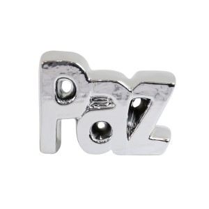 ENFEITE DECORATIVO COM PALAVRA PAZ DE CERAMICA 10,6X7,6X3,4CM - MG5179-PTA
