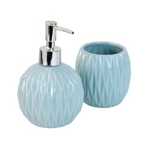 KIT DE BANHEIRO DE CERAMICA COM 02 PEÇAS 400ML- KB3006-AZ