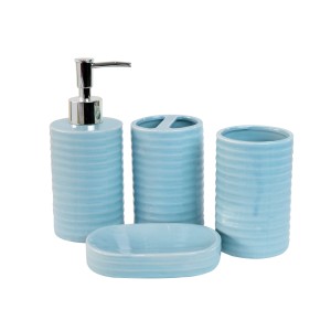 KIT DE BANHEIRO DE CERÂMICA COM 04 PEÇAS 300ML - KB3001-AZ