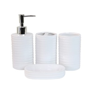 KIT PARA BANHEIRO DE CERÂMICA COM 04 PEÇAS - KB3001-BR