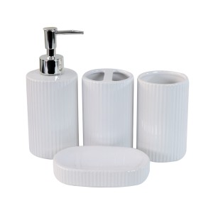 KIT DE BANHEIRO DE CERÂMICA COM 04 PEÇAS 300 ML - KB3002-BR