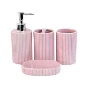 KIT DE BANHEIRO DE CERÂMICA COM 04 PEÇAS 300 ML - KB3002-RS