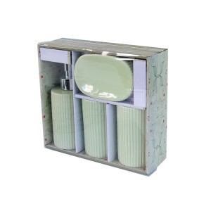 KIT DE BANHEIRO DE CERÂMICA COM 04 PEÇAS  300 ML- KB3002-VD