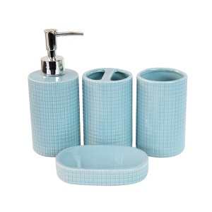 KIT DE BANHEIRO DE CERÂMICA COM 04 PEÇAS 300 ML - KB3003-AZ