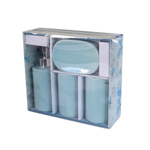 KIT DE BANHEIRO DE CERÂMICA COM 04 PEÇAS 300 ML - KB3003-AZ
