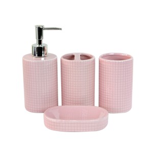 KIT DE BANHEIRO DE CERÂMICA COM 04 PEÇAS 300 ML - KB3003-RS