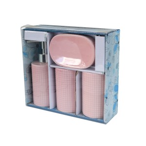KIT DE BANHEIRO DE CERÂMICA COM 04 PEÇAS 300 ML - KB3003-RS