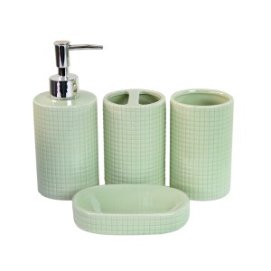 KIT DE BANHEIRO DE CERÂMICA COM 04 PEÇAS 300ML - KB3003-VD