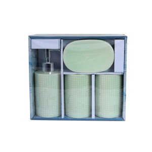 KIT DE BANHEIRO DE CERÂMICA COM 04 PEÇAS 300ML - KB3003-VD