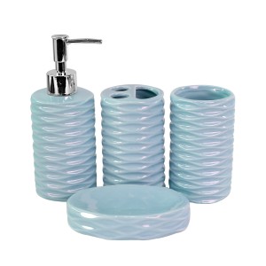 KIT DE BANHEIRO DE CERÂMICA COM 04 PEÇAS 300ML - KB3004-AZ