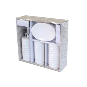 KIT DE BANHEIRO DE CERÂMICA COM 04 PEÇAS  300ML- KB3004-BR