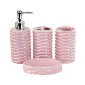 KIT DE BANHEIRO DE CERÂMICA COM 04 PEÇAS 300 ML - KB3004-RS