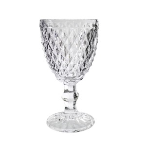 JOGO DE TAÇAS DE VIDRO EM ALTO RELEVO BICO DE ABACAXI COM 06 PEÇAS 300 ML - 4927