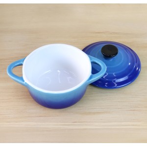  MINI PANELA DE CERÂMICA AZUL/ESCURO 12X8X4CM - 649541-AZESC