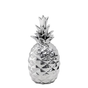 COFRE ABACAXI CERÂMICA DECORTATIVO PRATA 20CM - 94696-PTA