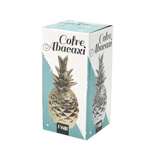 COFRE ABACAXI CERÂMICA DECORTATIVO PRATA 20CM - 94696-PTA