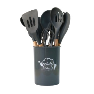 KIT UTENSÍLIO DE SILICONE COM 12 PEÇAS CINZA - 3232-CZ