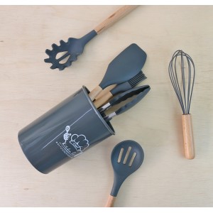 KIT UTENSÍLIO DE SILICONE COM 12 PEÇAS CINZA - 3232-CZ