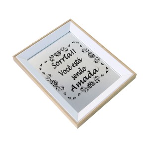 BANDEJA ESPELHADA DE MADEIRA 24X30CM SORRIA  - GDR0684B-BG