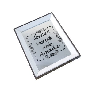 BANDEJA ESPELHADA DE MADEIRA 24X30CM SORRIA  - GDR0684B-MR