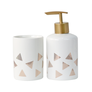 JOGO DE BANHEIRO  DE PORCELANA COM 02 PEÇAS PORTA SABONETE E PORTA ESCOVAS 250 ML -BRCT10378