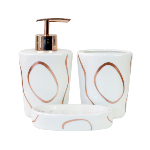JOGO BANHEIRO PORCELANA 03 PEÇAS 250 ML - BRCT10372-GR