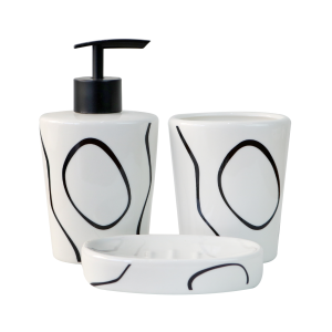 JOGO BANHEIRO PORCELANA 03 PEÇAS 250 ML - BRCT10372-PT