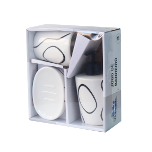 JOGO BANHEIRO PORCELANA 03 PEÇAS 250 ML - BRCT10372-PT