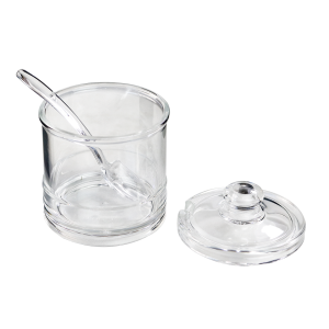 AÇUCAREIRO ACRÍLICO TRANSPARENTE COM COLHER 08 CM