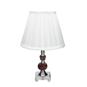 ABAJUR DE CRISTAL AMBAR COM CUPULA DRAPEADA BRANCA BIVOLT 35 CM - REF 411