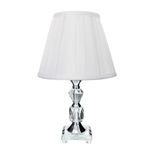 ABAJUR DE CRISTAL COM CUPULA DRAPEADA BRANCA BIVOLT 35 CM - REF 182