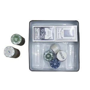 JOGO DE FICHAS PARA POKER 100 FICHAS PLASTICO NA LATA 02 JOGOS DE BARALHO - IM42054