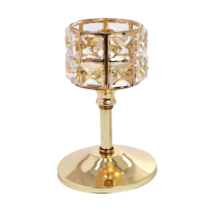 CASTIÇAL DE METAL E PLÁSTICO 10,5X15CM DOURADO - 2460