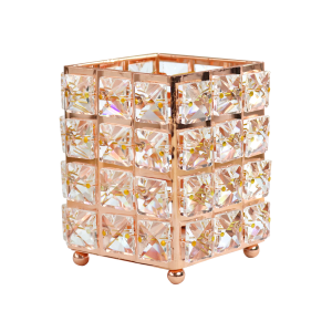 PORTA OBJETO DECORATIVO DE METAL E PLASTICO GOLD ROSE 9CMX9CMX11,5CM- 2469-DOU